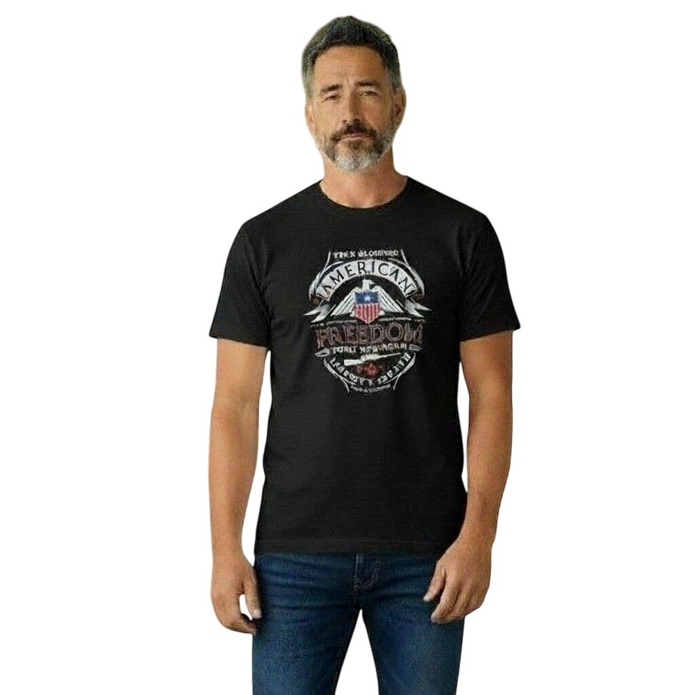 Delta Pro Weight Mens 3XL Black American Freedom Graphic T-Shirt Patriotic Eagle
